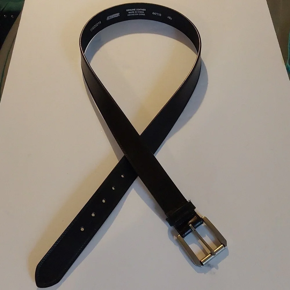 Dickies Mens Black Genuine Leather Stainless Buckle BIG Man's PLUS Belt Sz.44